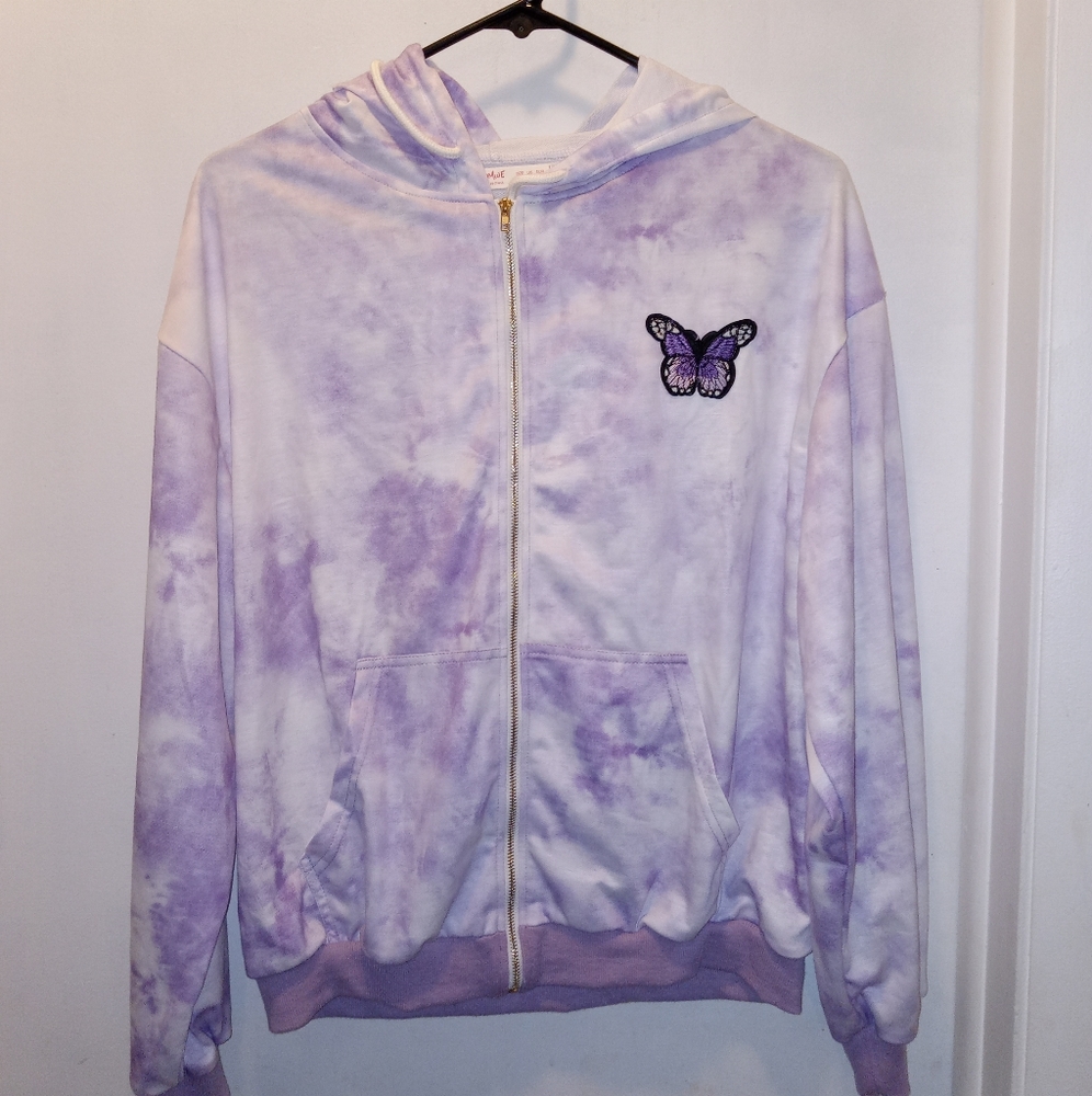RAMWE SIZE 6 PURPLE TIE DYED HOODIE ZIP UP